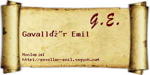 Gavallér Emil névjegykártya