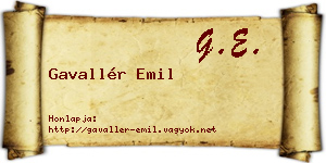 Gavallér Emil névjegykártya
